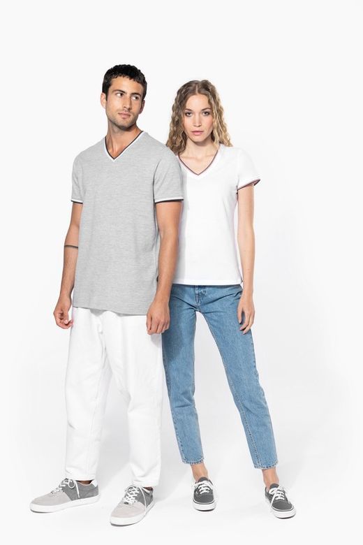Herren P-Strick-T-Shirt mit V-Ausschnitt