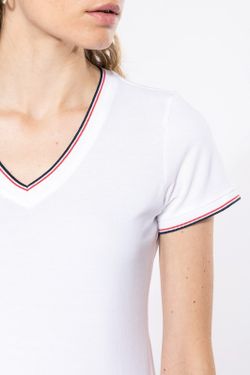 T-Shirt in piquet con scollo a V da donna