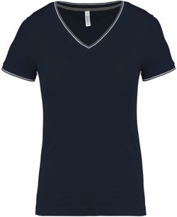 T-Shirt in piquet con scollo a V da donna