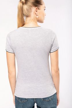 T-Shirt in piquet con scollo a V da donna