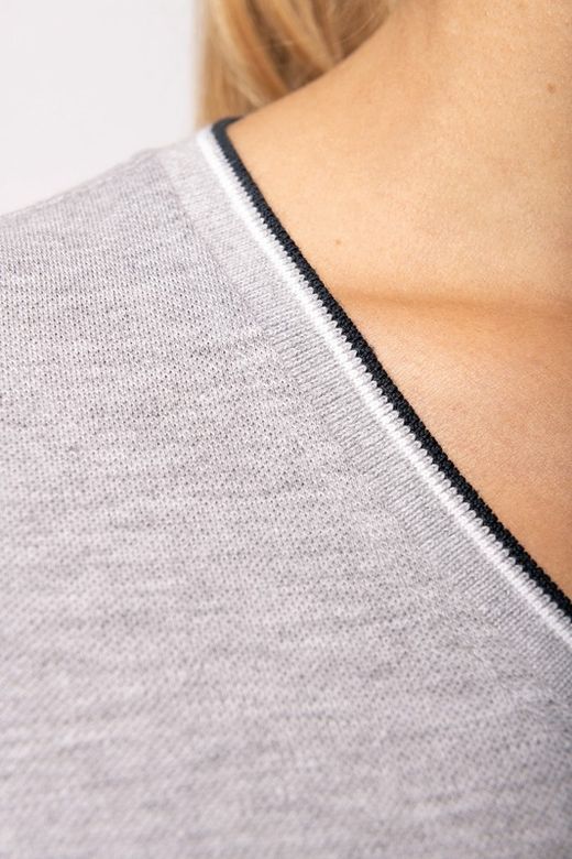 T-Shirt in piquet con scollo a V da donna