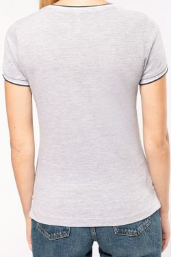 T-Shirt in piquet con scollo a V da donna