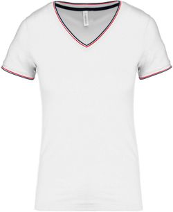 T-Shirt in piquet con scollo a V da donna