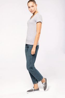 T-Shirt in piquet con scollo a V da donna