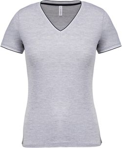 T-Shirt in piquet con scollo a V da donna