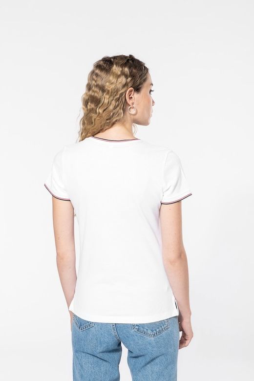T-Shirt in piquet con scollo a V da donna