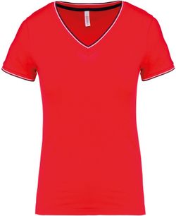 T-Shirt in piquet con scollo a V da donna