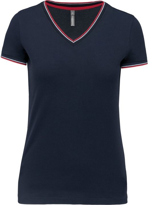 T-Shirt in piquet con scollo a V da donna