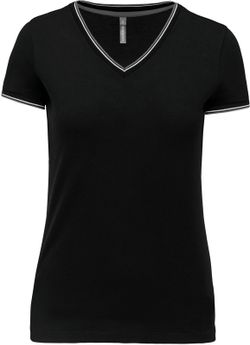 T-Shirt in piquet con scollo a V da donna
