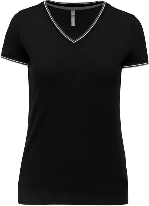 T-Shirt in piquet con scollo a V da donna