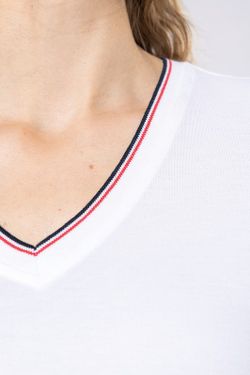 T-Shirt in piquet con scollo a V da donna