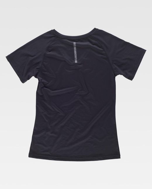 Damen Sport Kurzarm T-Shirt mit V-Ausschnitt Schwarz