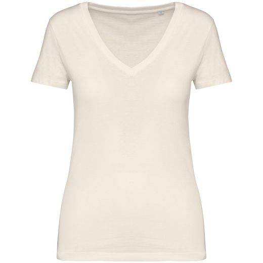 Camiseta ecorresponsable cuello de pico mujer
