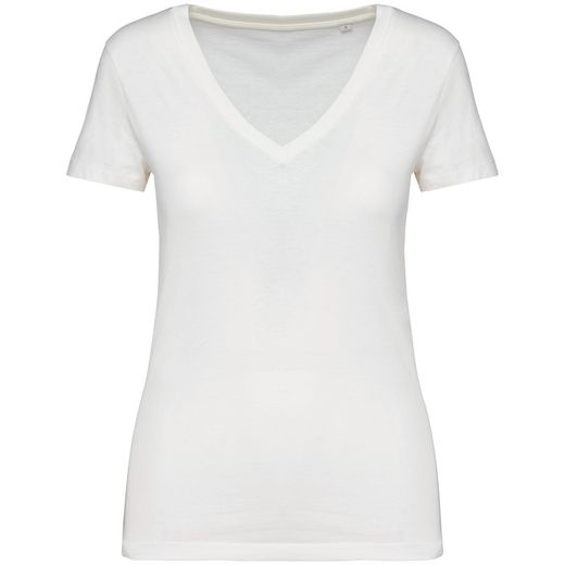 Camiseta ecorresponsable cuello de pico mujer