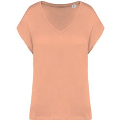 Umweltfreundliches Loose Damen-T-Shirt mit V-Ausschnitt