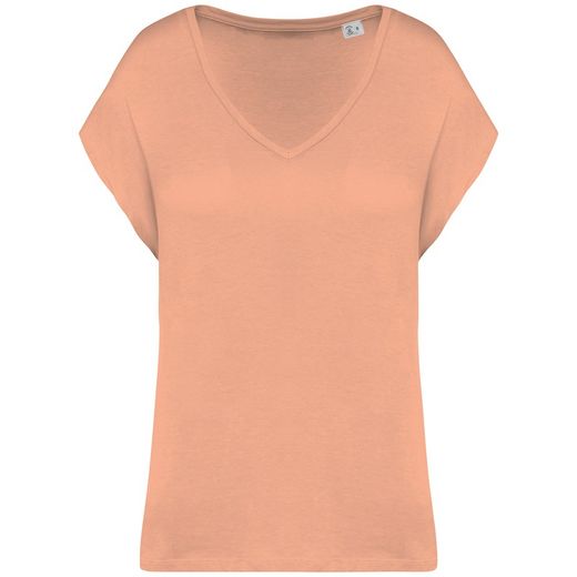 Umweltfreundliches Loose Damen-T-Shirt mit V-Ausschnitt