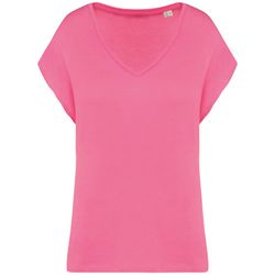 Umweltfreundliches Loose Damen-T-Shirt mit V-Ausschnitt