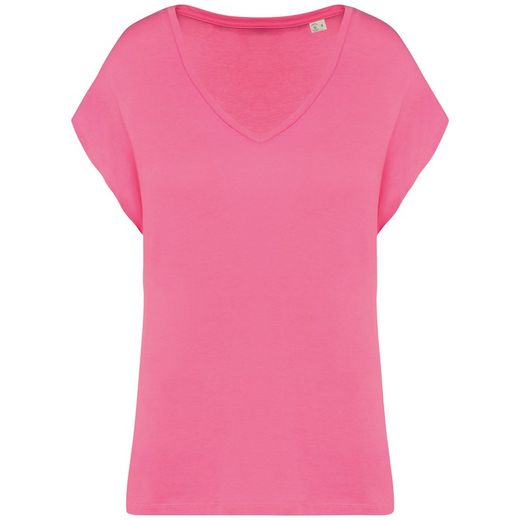 Umweltfreundliches Loose Damen-T-Shirt mit V-Ausschnitt