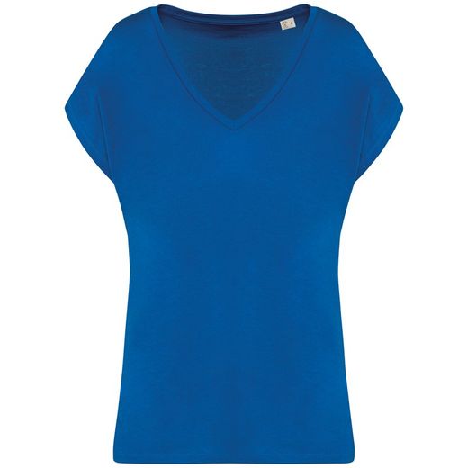 Umweltfreundliches Loose Damen-T-Shirt mit V-Ausschnitt