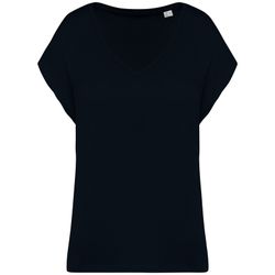 Umweltfreundliches Loose Damen-T-Shirt mit V-Ausschnitt