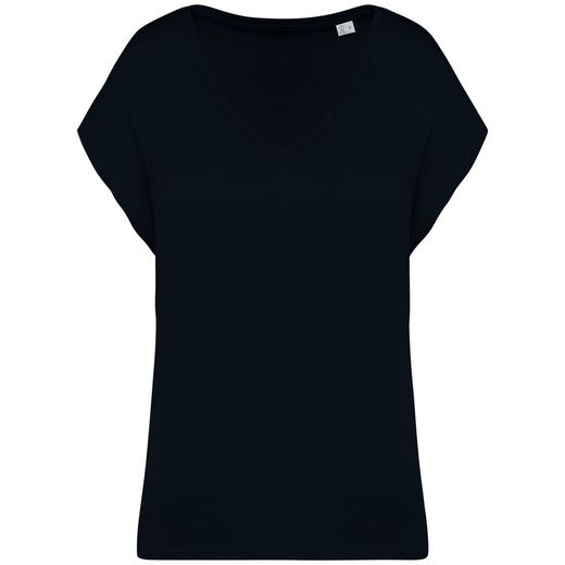 Umweltfreundliches Loose Damen-T-Shirt mit V-Ausschnitt