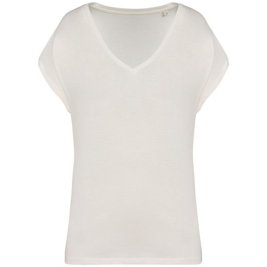 Umweltfreundliches Loose Damen-T-Shirt mit V-Ausschnitt