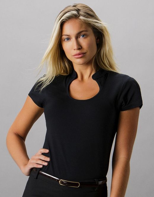 Camiseta escotada cuello mandarín Regular Fit
