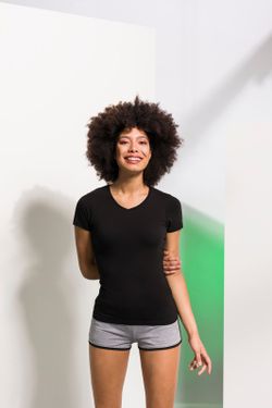 Frauen Wohlfühl-T-Shirt mit V-Ausschnitt