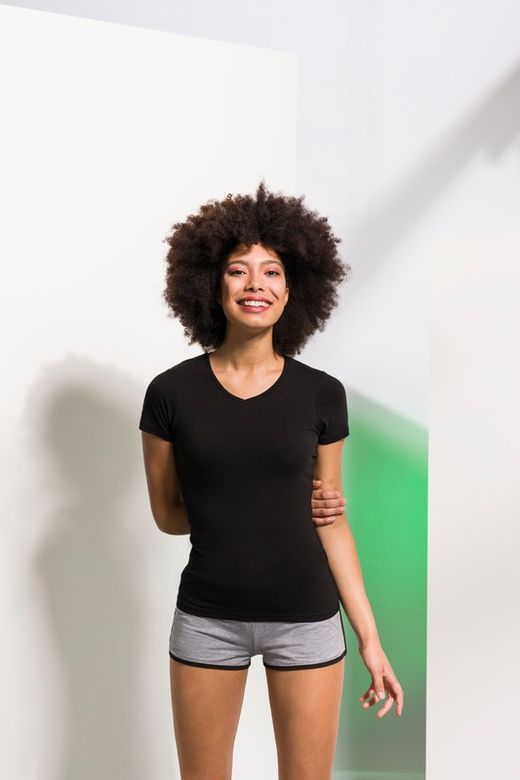 Frauen Wohlfühl-T-Shirt mit V-Ausschnitt
