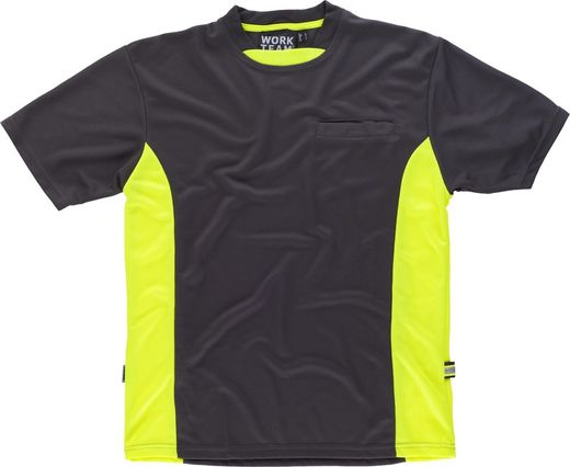 T-shirt Line 6, type mesh, manches courtes, bicolore gris jaune AV