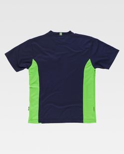 Camiseta Line 6, tipo malha, mangas curtas, flúor bicolor verde marinho