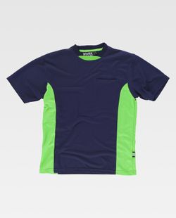 Camiseta Line 6, tipo malha, mangas curtas, flúor bicolor verde marinho