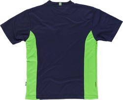 Camiseta Line 6, tipo malha, mangas curtas, flúor bicolor verde marinho