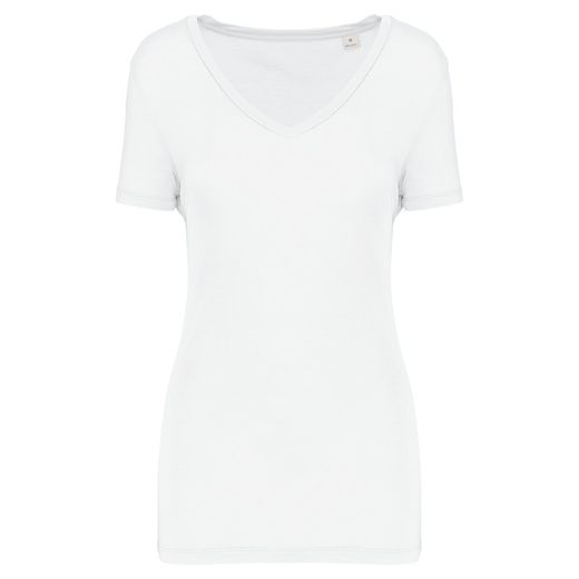 Camiseta lyocell Tencel cuello de pico manga corta - 145 g