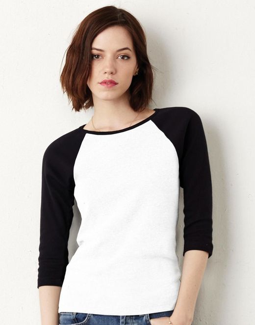 T-shirt manica raglan a contrasto 3/4