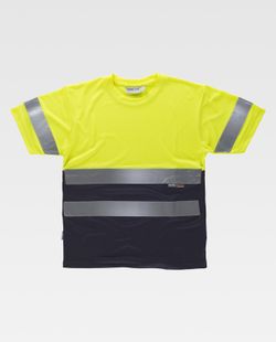 AV-Kurzarmhemd kombiniert mit reflektierenden Bändern EN ISO 20471: 2013 Yellow AV Navy