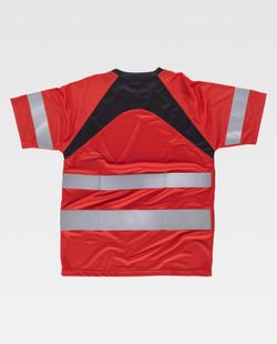 Kurzärmliges kombiniertes Hemd Reflektierende Bänder Rot Schwarz