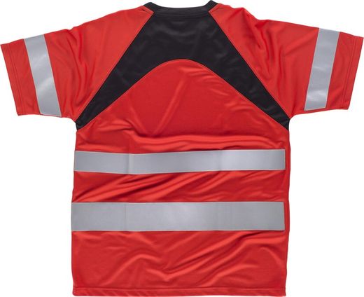 Kurzärmliges kombiniertes Hemd Reflektierende Bänder Rot Schwarz
