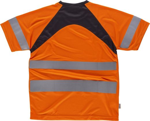 Kurzarmhemd kombiniert mit gut sichtbaren reflektierenden Bändern EN ISO 20471: 2013 Orange AV Schwarz