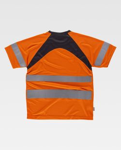 Kurzarmhemd kombiniert mit gut sichtbaren reflektierenden Bändern EN ISO 20471: 2013 Orange AV Schwarz