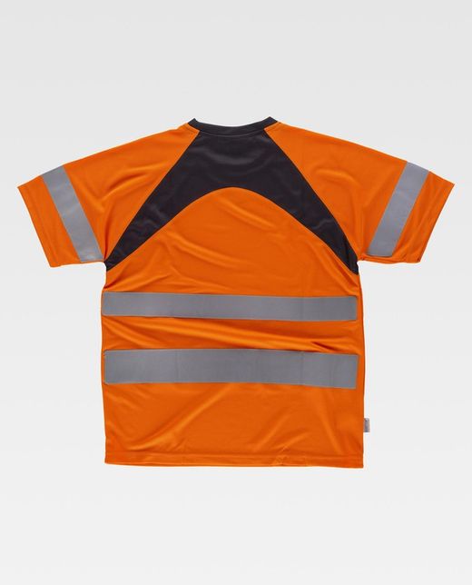 Kurzarmhemd kombiniert mit gut sichtbaren reflektierenden Bändern EN ISO 20471: 2013 Orange AV Schwarz