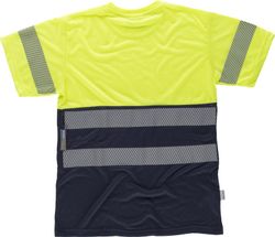 Kombiniertes Kurzarmhemd ohne Taschen mit zwei diskontinuierlichen reflektierenden Bändern Navy Yellow AV