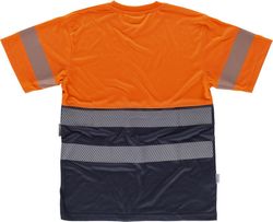 Kombiniertes Kurzarmhemd ohne Taschen mit zwei diskontinuierlichen reflektierenden Bändern Navy Orange AV