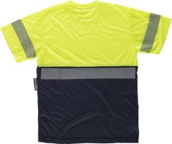Kurzärmliges kombiniertes Hemd ohne Taschen mit diskontinuierlichem Reflexstreifen Navy Yellow AV