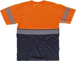 Kurzärmliges kombiniertes Hemd ohne Taschen mit diskontinuierlichem Reflexstreifen Navy Orange AV