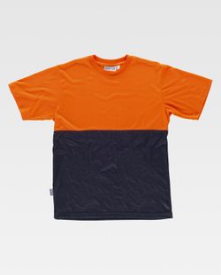 Kurzärmliges kombiniertes Hemd ohne Taschen Navy Orange AV