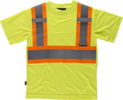 Camiseta manga corta con cintas reflectantes combinadas Amarillo A.V.  Naranja A.V.