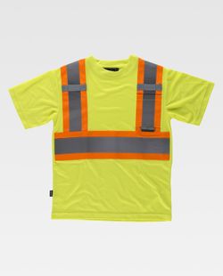 Kurzarm-T-Shirt mit kombinierten reflektierenden Bändern Gelb AV Orange AV