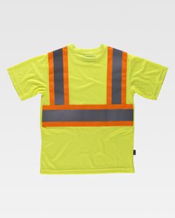 Kurzarm-T-Shirt mit kombinierten reflektierenden Bändern Gelb AV Orange AV