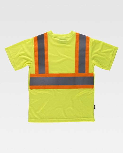 Kurzarm-T-Shirt mit kombinierten reflektierenden Bändern Gelb AV Orange AV